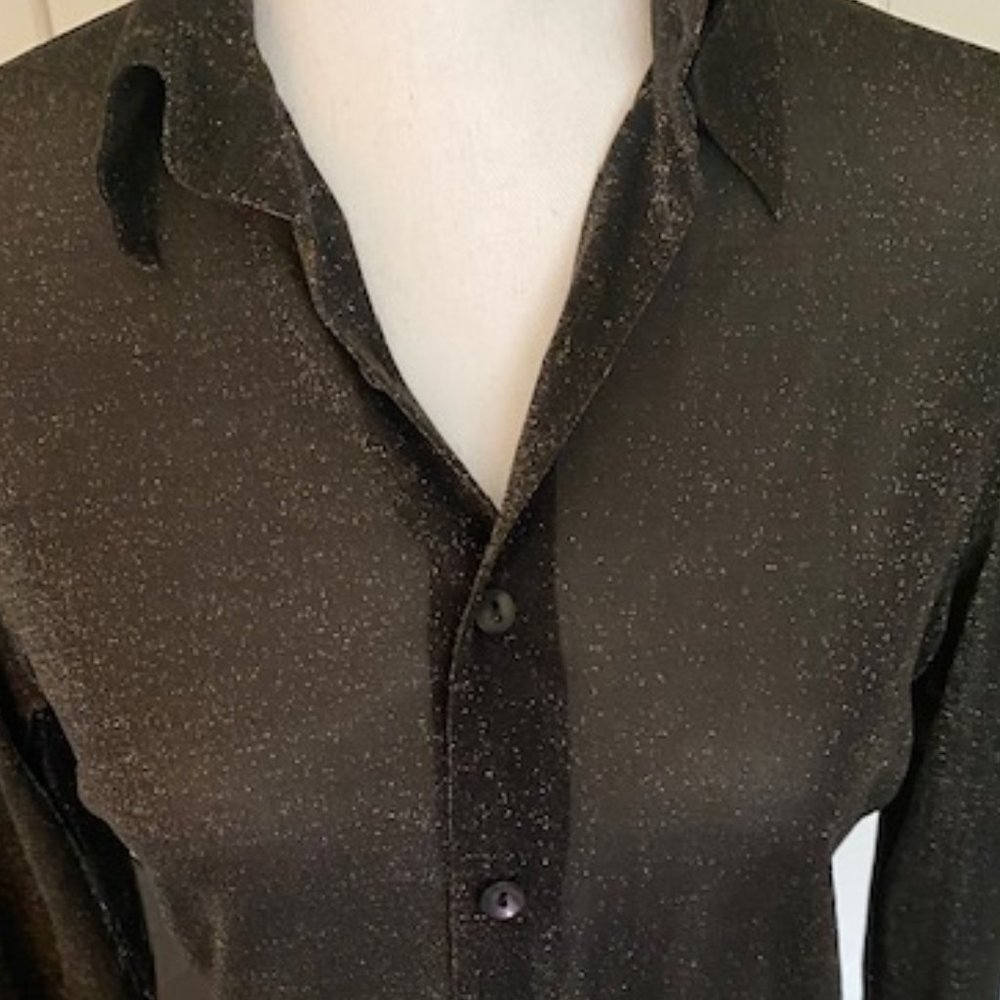 Semi-Sheer Metallic Woman's Buttoned Shirt - Picture 2 of 8